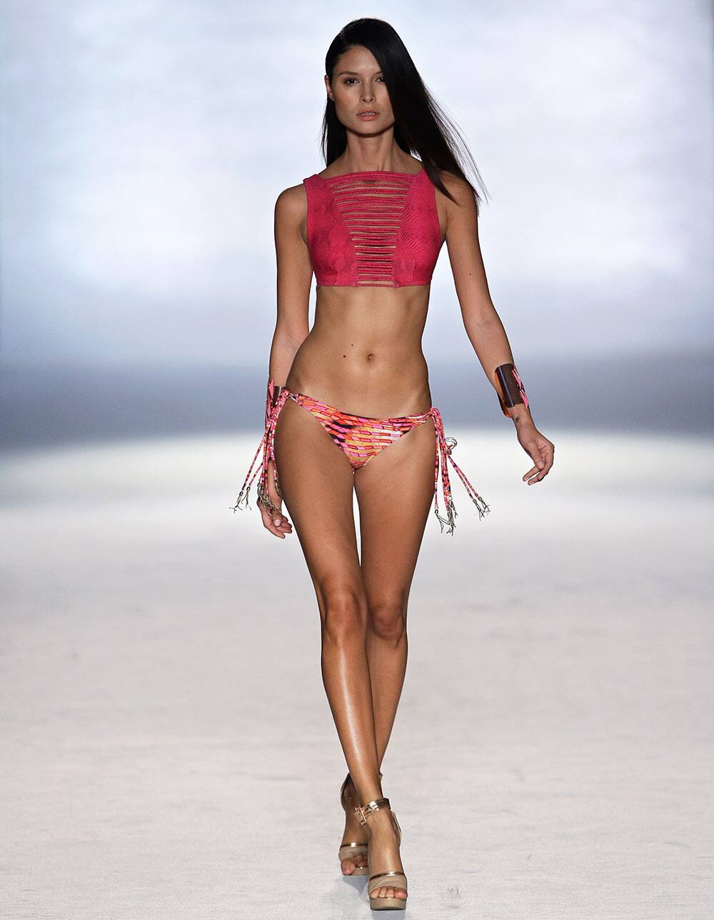 A models displays a swimsuit of Brazil's Cia. Maritima during the ModaLisboa fashion show in Lisbon.