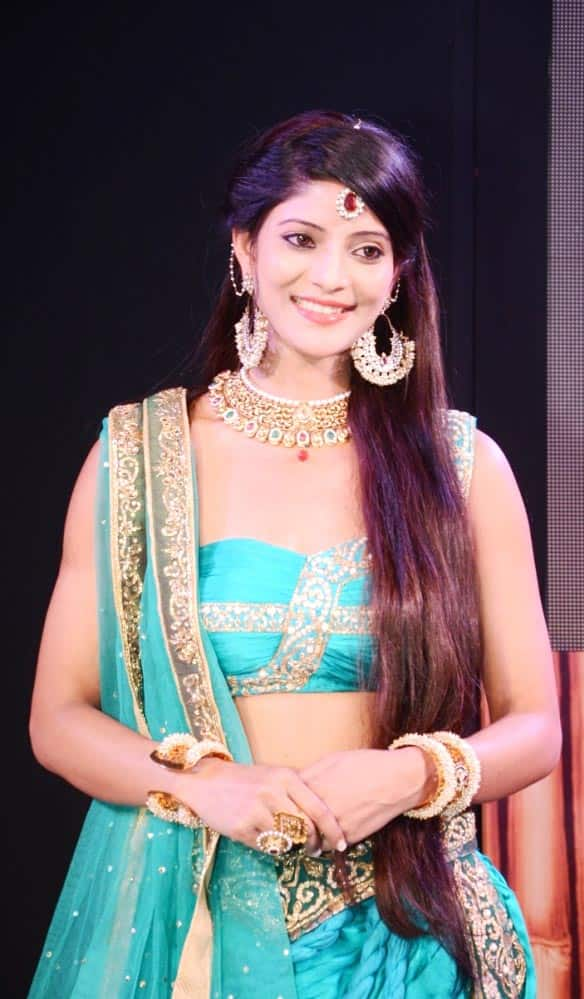 Kajal Jain at the press conference that unveiled the actors of TV serial 'Buddha'.