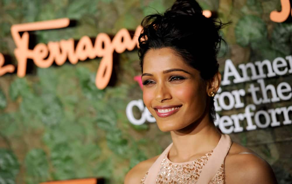 Actress Freida Pinto arrives at the Wallis Annenberg Center for the Performing Arts Inaugural Gala in Beverly Hills, Calif. 