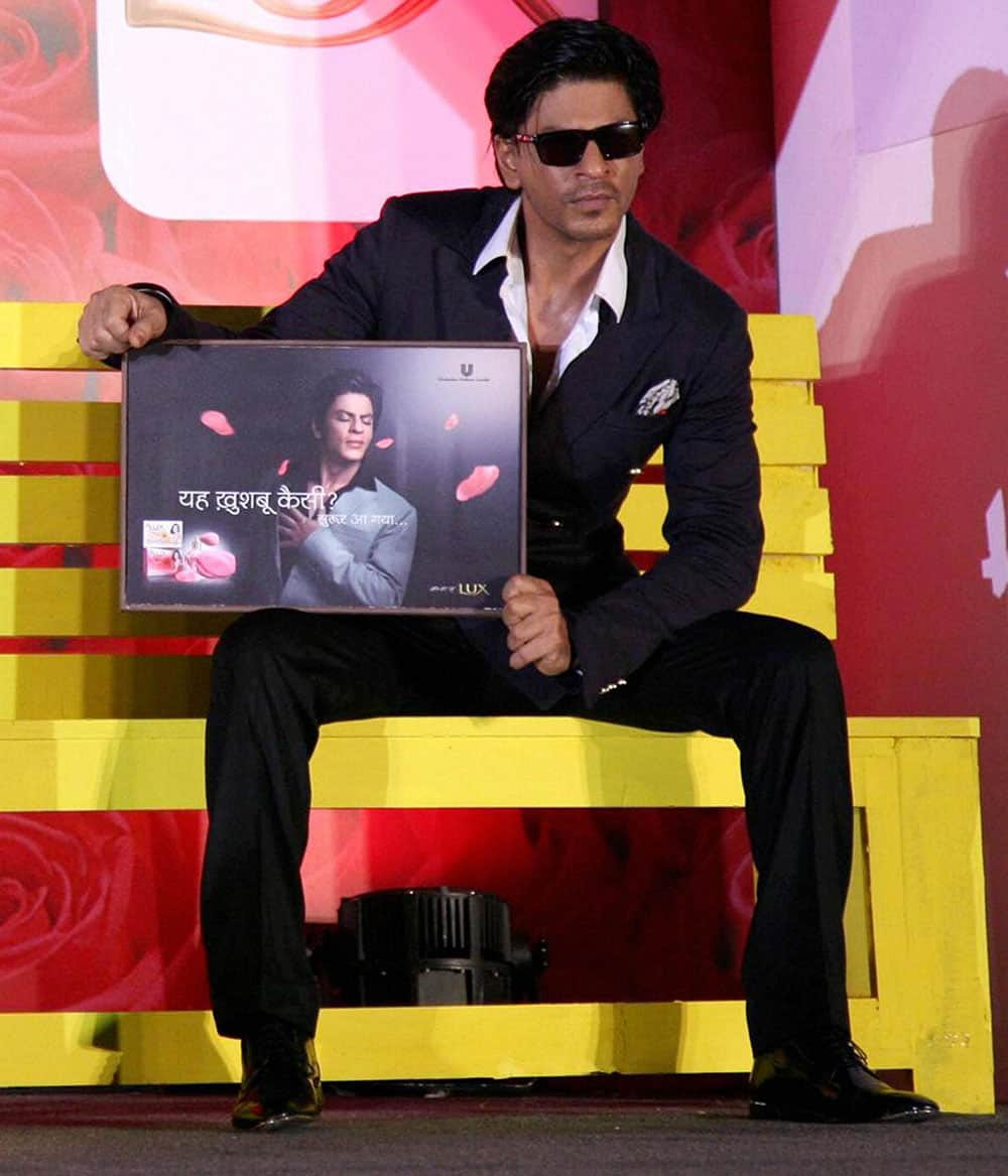 Bollywood actor Shahrukh Khan during a promational event, in Mumbai.