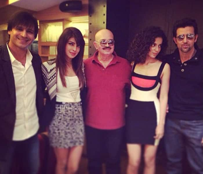 Priyanka Chopra with Vivek Oberoi, Rakesh Roshan, Kangana Ranaut and Hrithik Roshan. Pic courtesy: Instagram