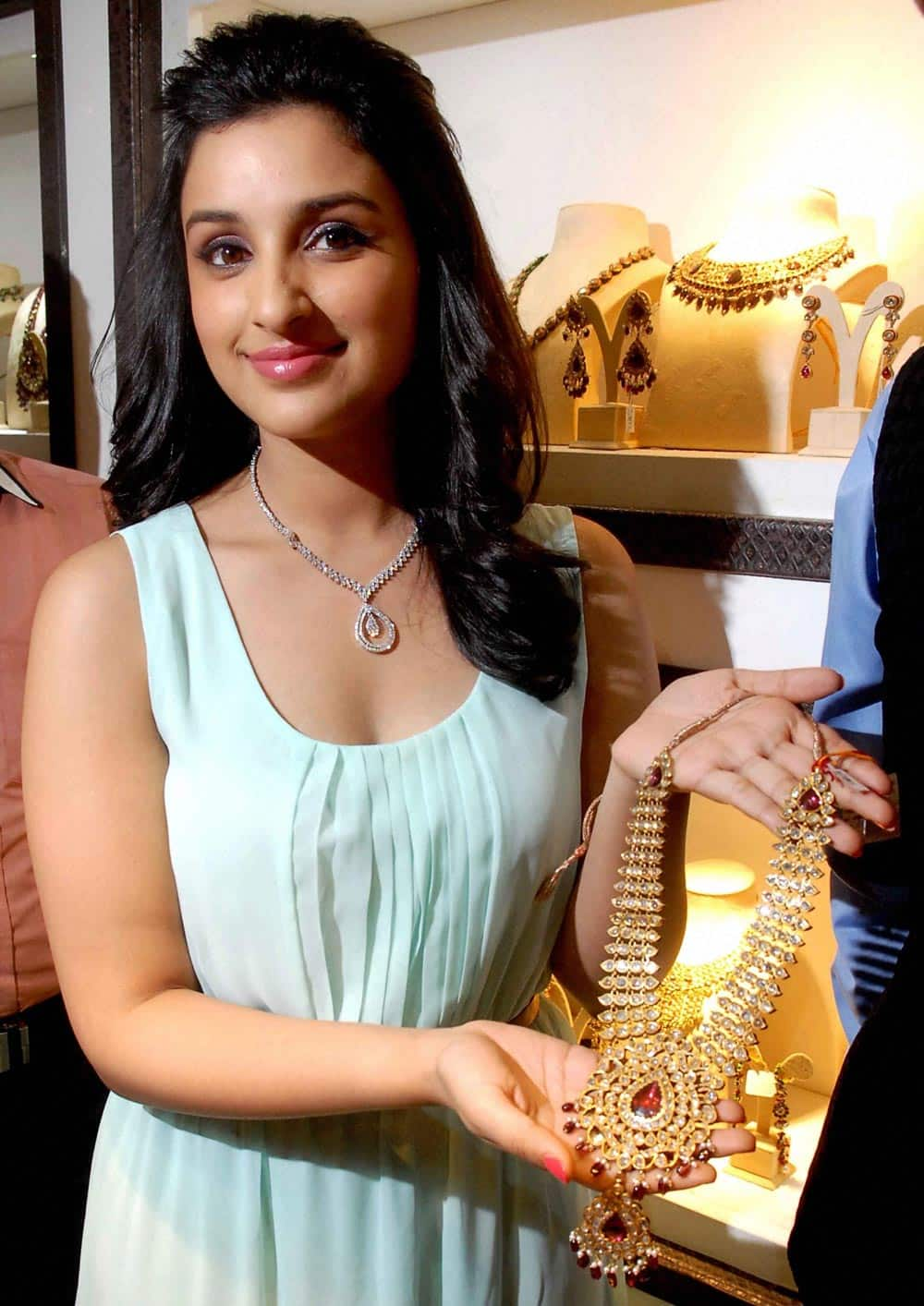 Bollywood actress Parineeti Chopra during the inauguration of a jewellery showroom in Hyderabad.