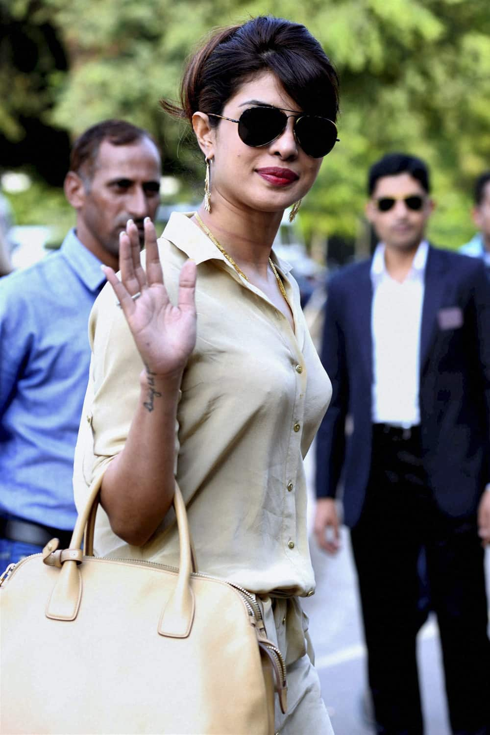 Priyanka Chopra leaving Jodhpur after attending Nita Ambani's birthday, in Jodhpur.