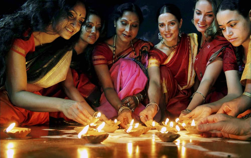 Foreign Odissi dancers along with Guru Sujata Mopatra celebrate Diwali in Bhubaneswar.