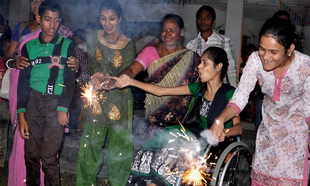 Physically challenged children celebrate Diwali in Guwahati.