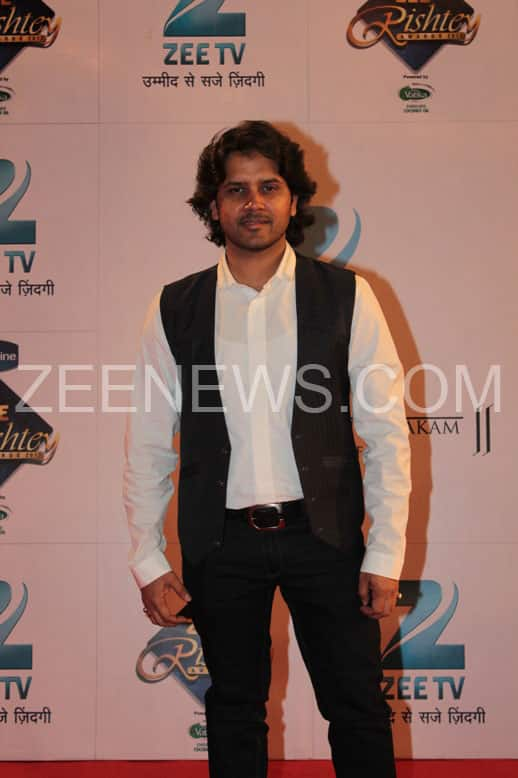 Javed Ali on the Red Carpet of Zee Rishtey Awards.