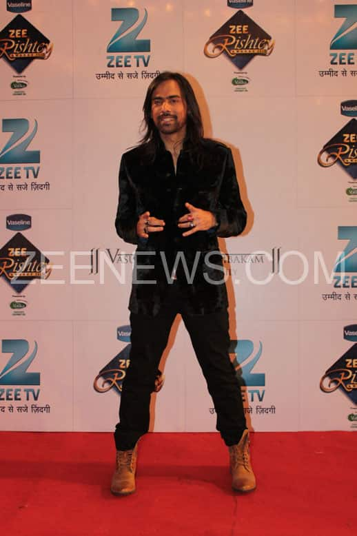 Feroz Khan on the Red Carpet of Zee Rishtey Awards.