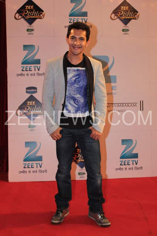 Aditya Narain on the Red carpet of Zee Rishtey Awards.