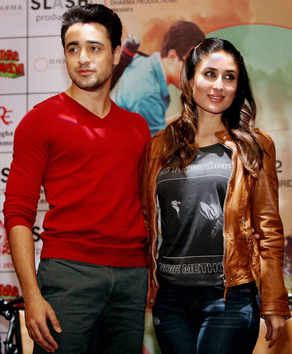 Bollywood actors Imran Khan and Kareena Kapoor during promotion of their new upcoming film 'Gori Tere Pyaar Mein' in Kolkata.