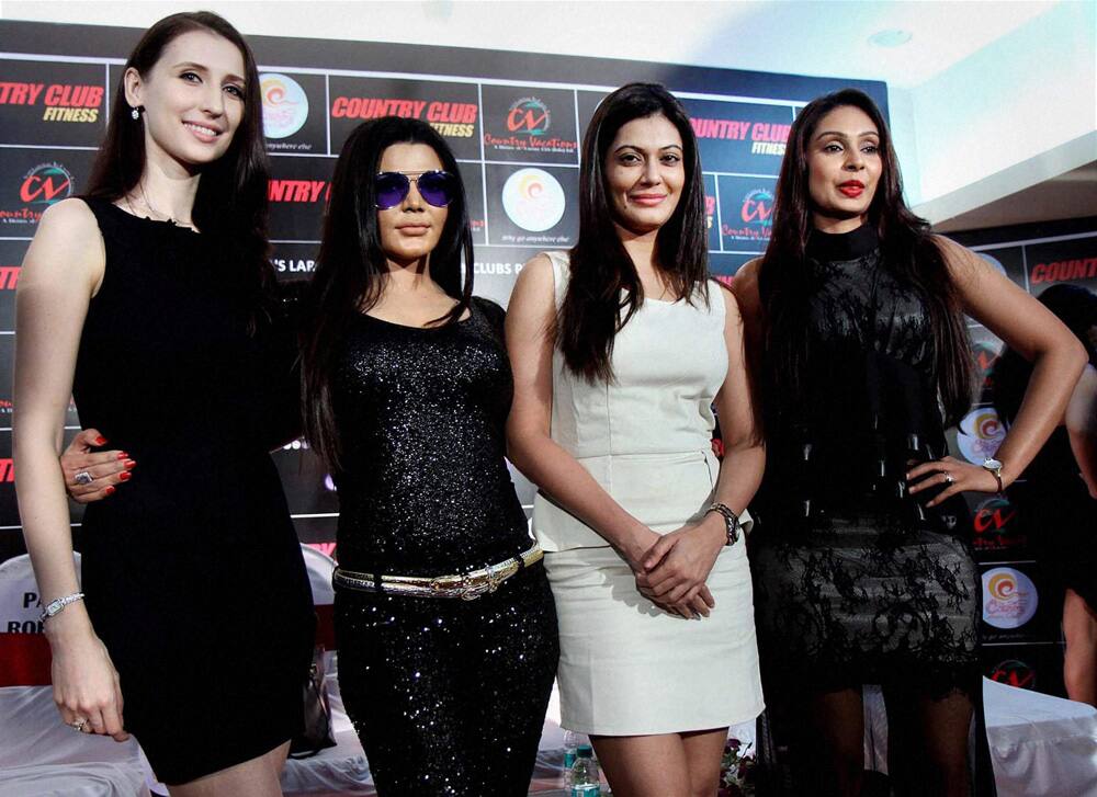 Rakhi Sawant, Claudia Ciesla, Payal Rohatgi, Maryam Zakaria at a promotional event in Mumbai.