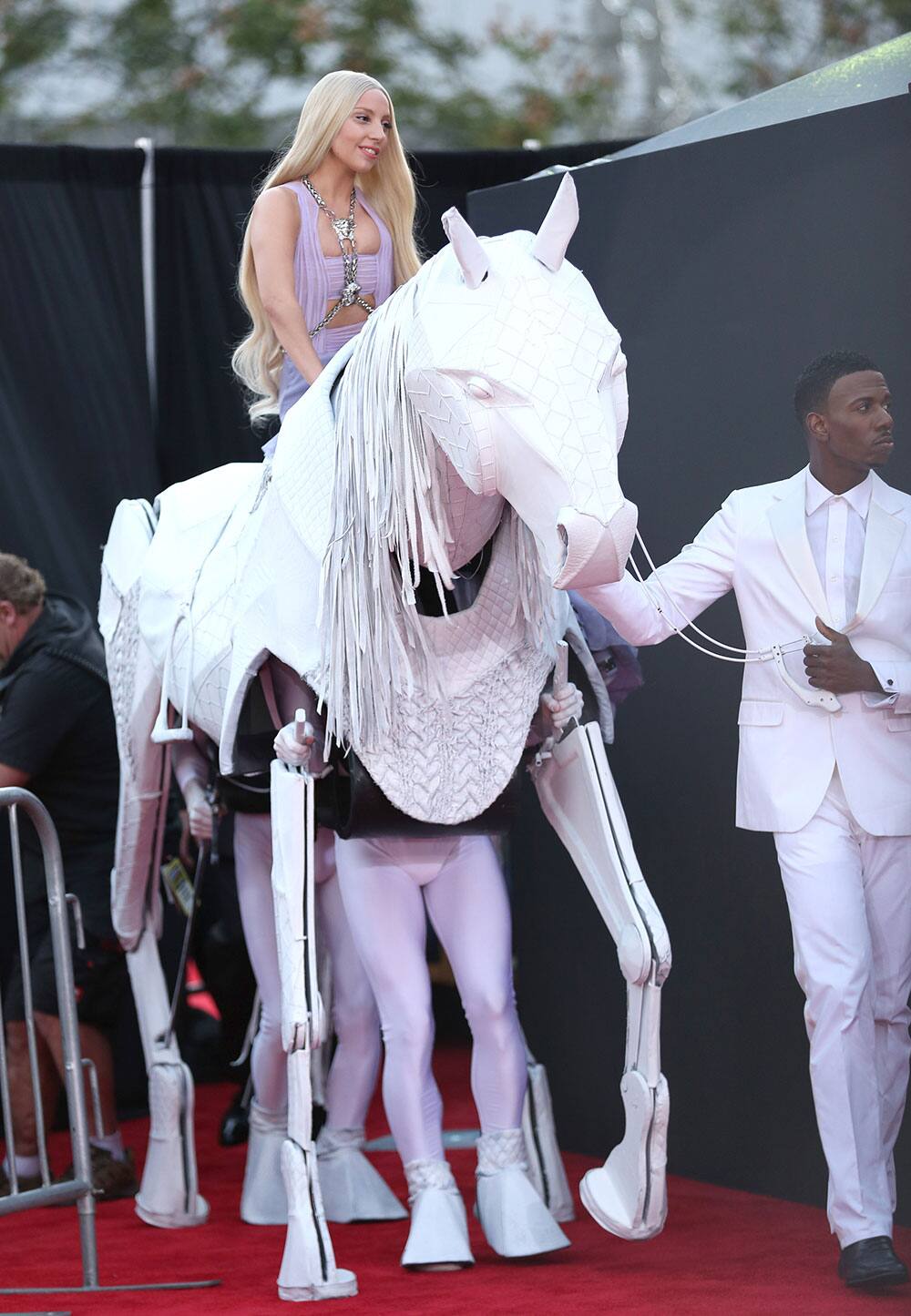 Lady Gaga arrives at the 2013 American Music Awards.