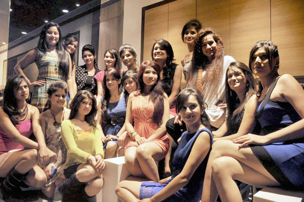 Miss Uttarakhand 2013 contestants at a photo session in Dehradun.