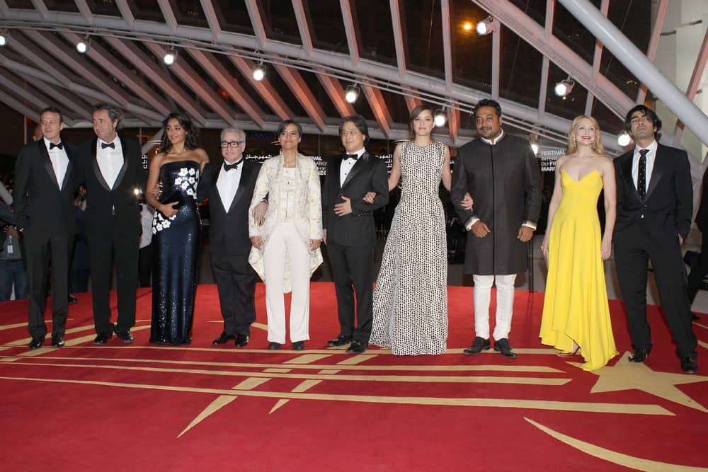 Jury members, pose on the red carpet during the opening ceremony at the Marrakech International Film Festival.