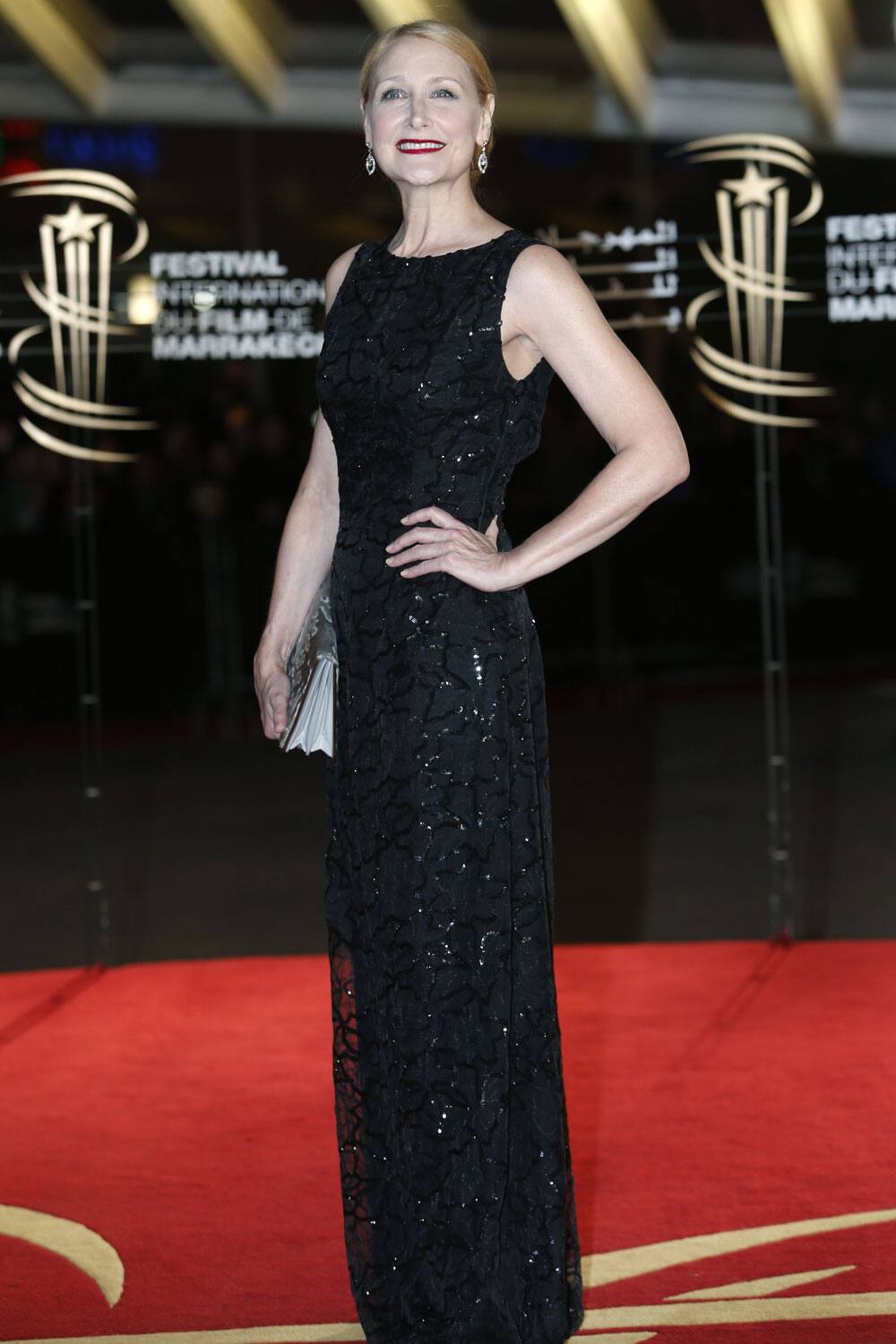 US actress and jury member Patricia Clarkson poses for photographers as she arrives for a tribute to French actress Juliette Binoche at the Marrakech International Film Festival in Marrakech.