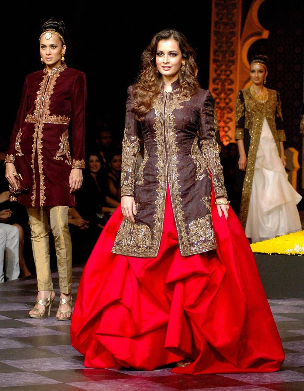 Bollywood actress Dia Mirza at the ramp during the India Bridal Fashion Week 2013 in Mumbai.