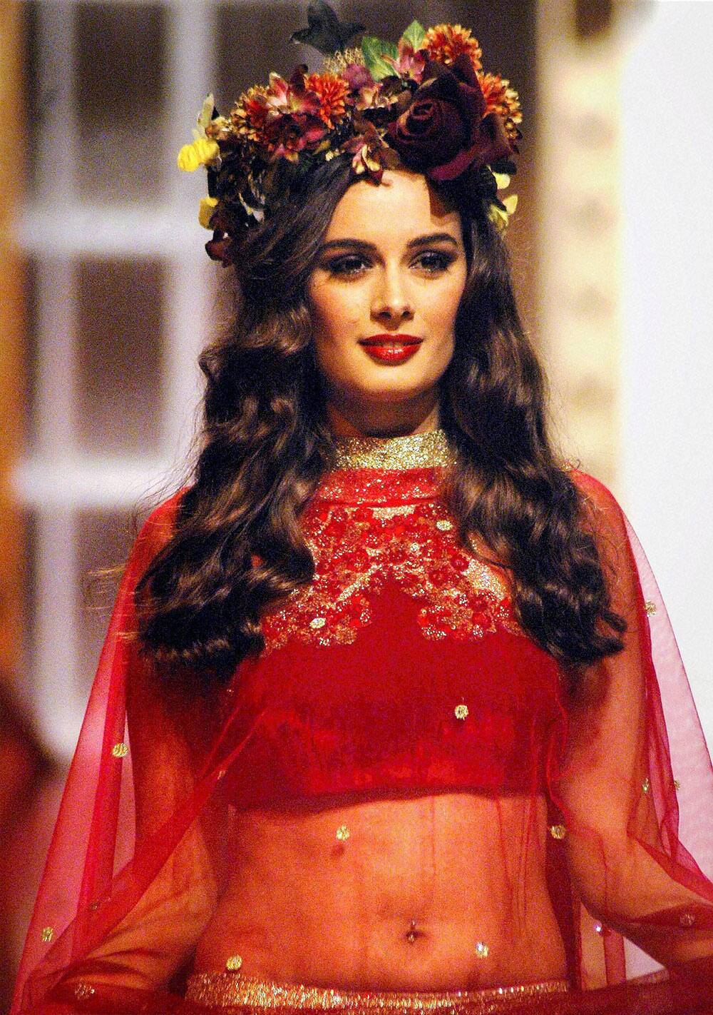 Bollywood Actress Alvin Sharma at the ramp during the India Bridal Fashion Week 2013 in Mumbai.