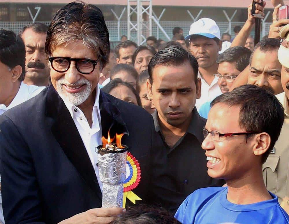 Bollywood actor Amitabh Bachchan attends a sports event on the occasion of World Disability Day in Thane, Mumbai.