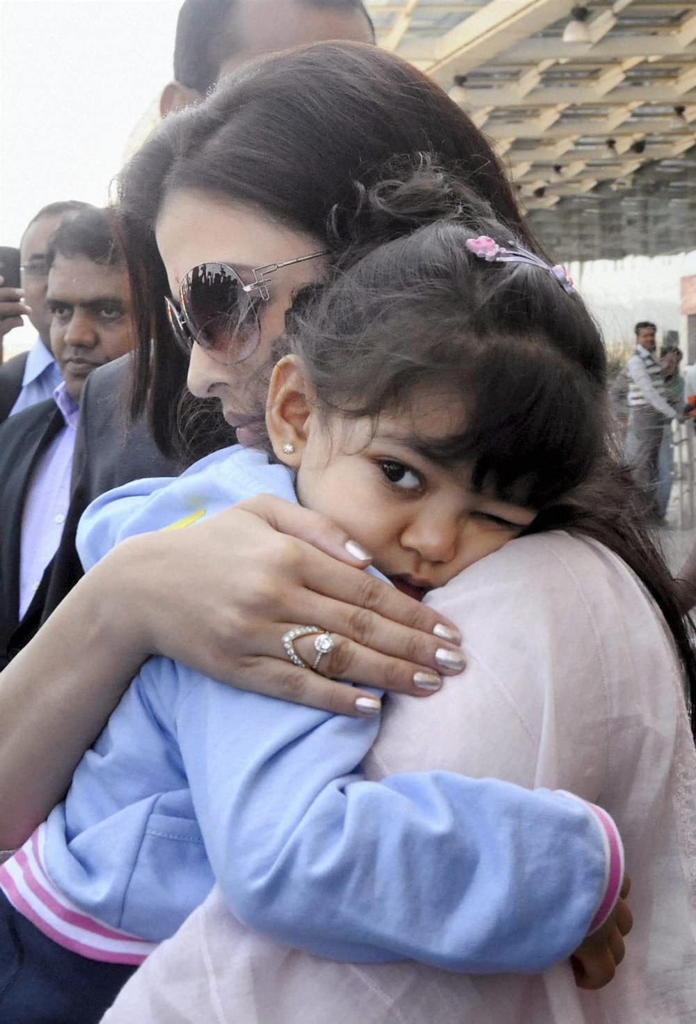 Aishwarya Rai Bachchan arrives in Bhopal to attend a marriage function.