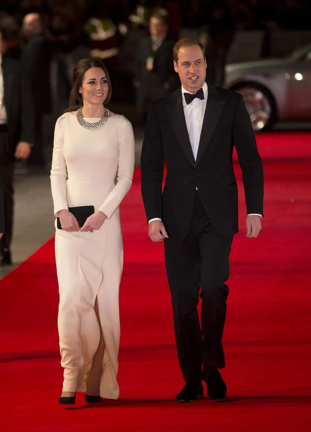 Britain's Kate the Duchess of Cambridge and her husband Prince William arrive to attend the UK premiere of the movie 