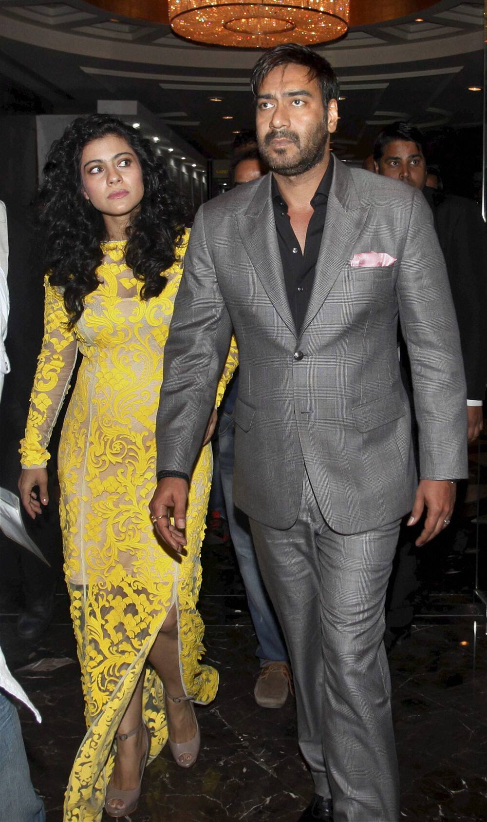 Ajay Devgn with wife Kajol Devgn at the HT Leadership Summit 2013 in New Delhi.