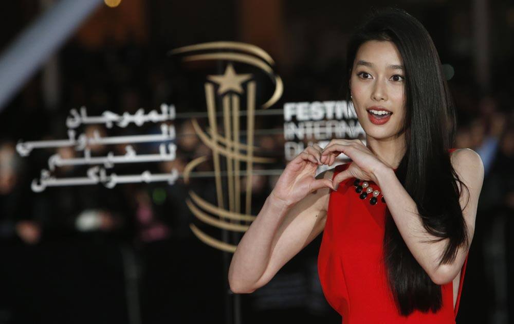 Japanese actress Youshikoura Aoi poses for photographers at the 13th Marrakech International film festival, in Marrakech.