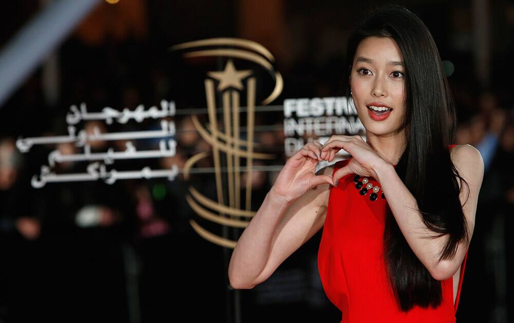 Japanese actress Youshikoura Aoi poses for photographers at the 13th Marrakech International film festival.