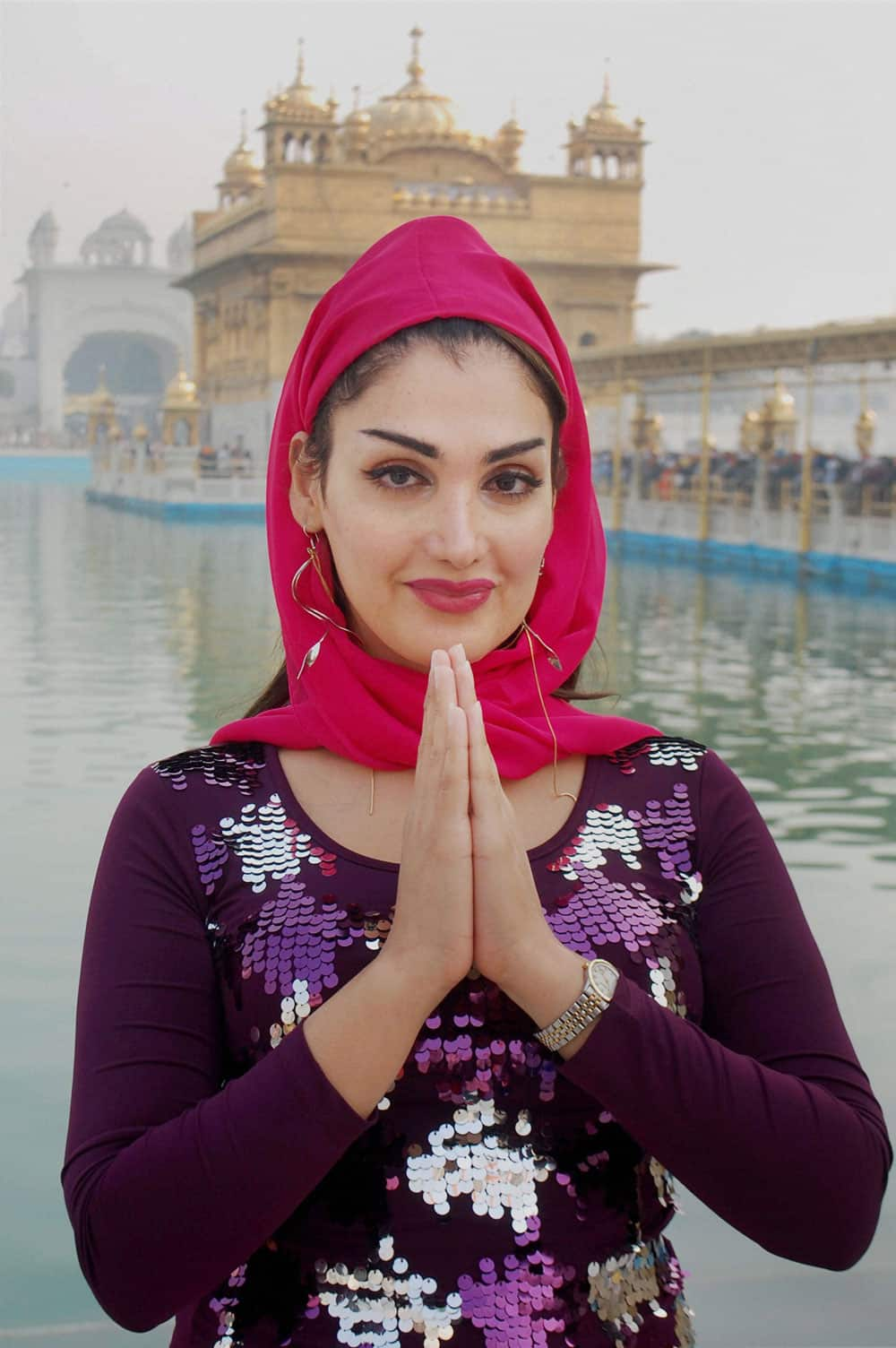 Melica Amina, former Miss Iran, at Golden Temple in Amritsar.