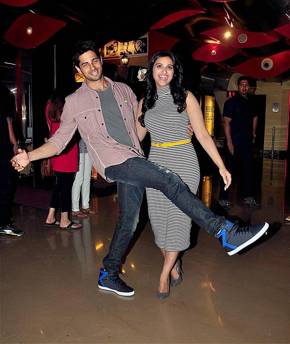 Bollywood actors Siddharth Malhotra and Parineeti Chopra at the unveiling of the first look of their upcoming film Hasee Toh Phasee in Mumbai.