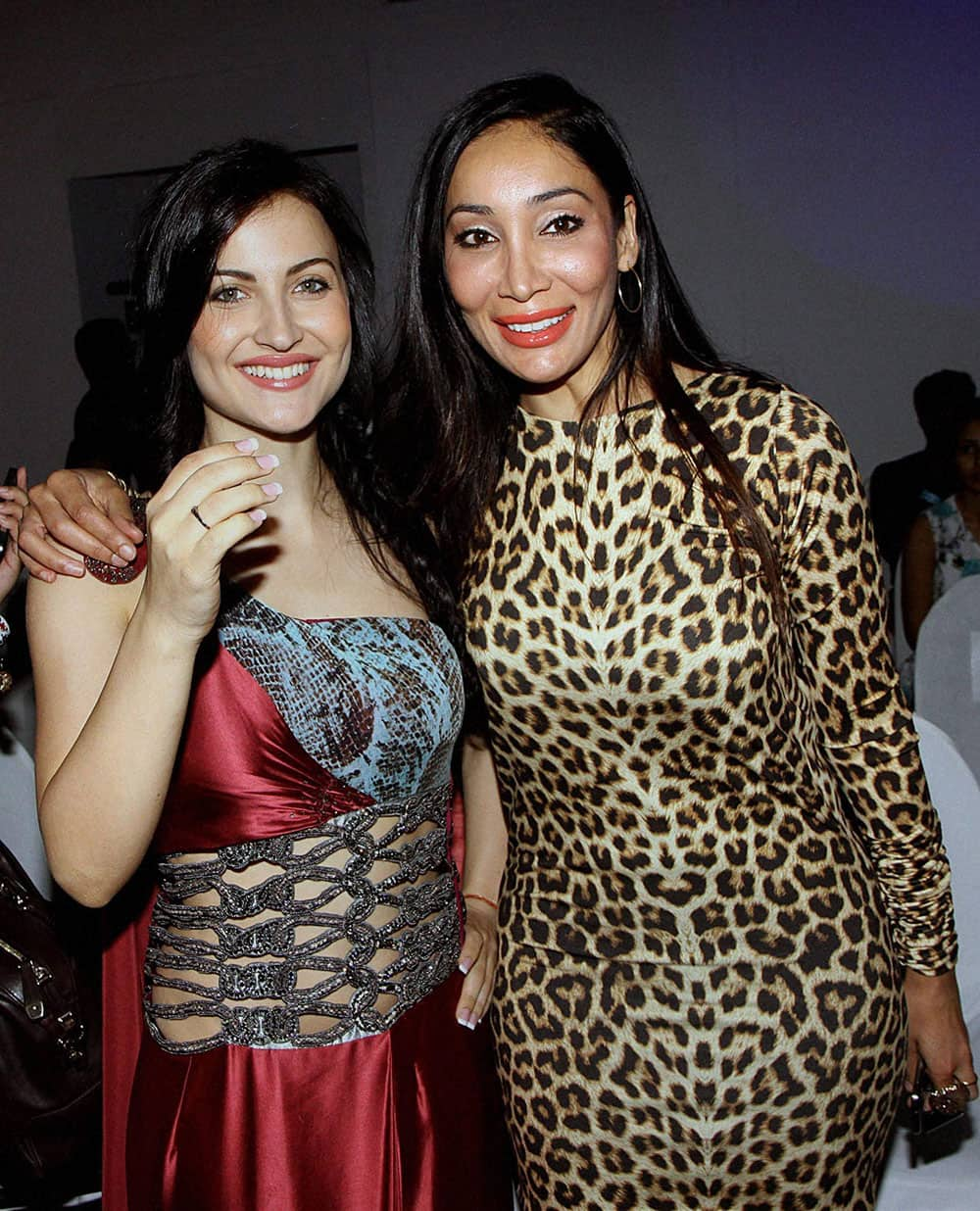 Actors Elli Avram and Sofia Hayat during the 3rd edition of India Resortwear Fashion Week (IRFW) 2013 in Mumbai.