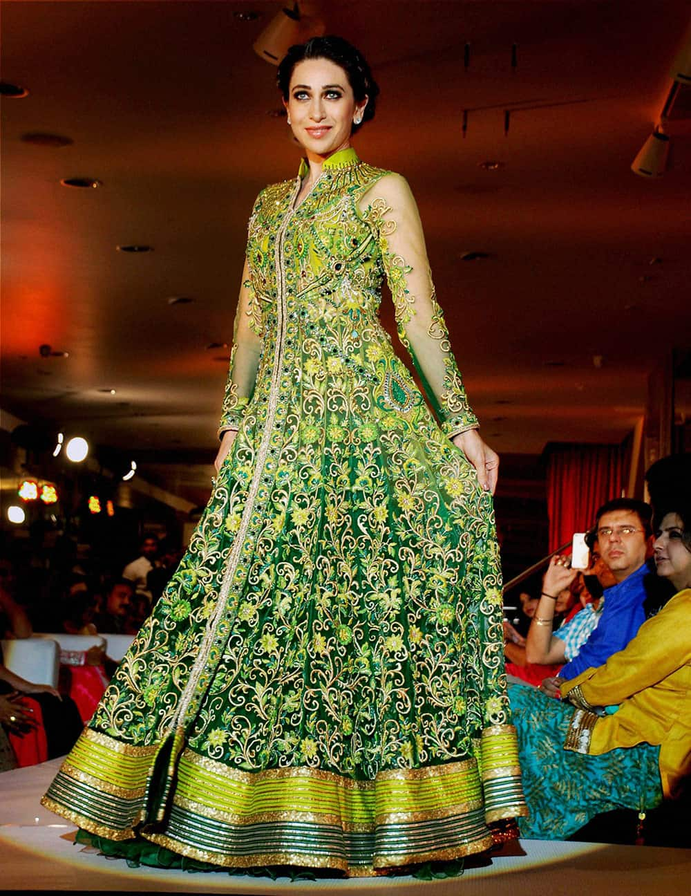 Bollywood actress Karishma Kapoor poses for photographers during an event in Hyderabad.