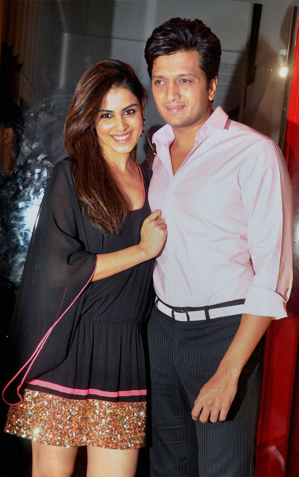 Bollywood actor couple Genelia and Ritesh Deshmukh during an event in Mumbai.