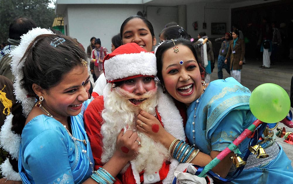 Students of Patna Women’s College celebrating Christmas in their college in Patna.