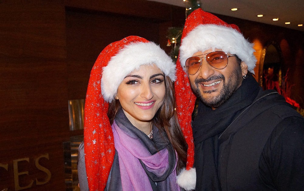 Soha Ali Khan and Arshad Warsi celebrate Christmas and promote their upcoming film ‘ Mr Joe B Carvalho’ in New Delhi.