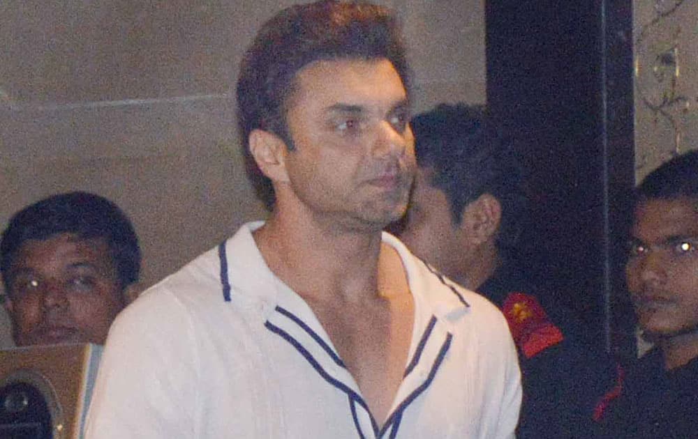 `WITH THE FAMILY: Sohail Khan` at Alvira and Atul Agnihotri's grand bash at their residence in Bandra. Pic Courtesy: DNA