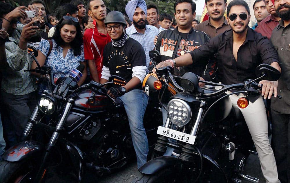 Actor Shreyas Talpade at 'Harley Davidson' bike rally.