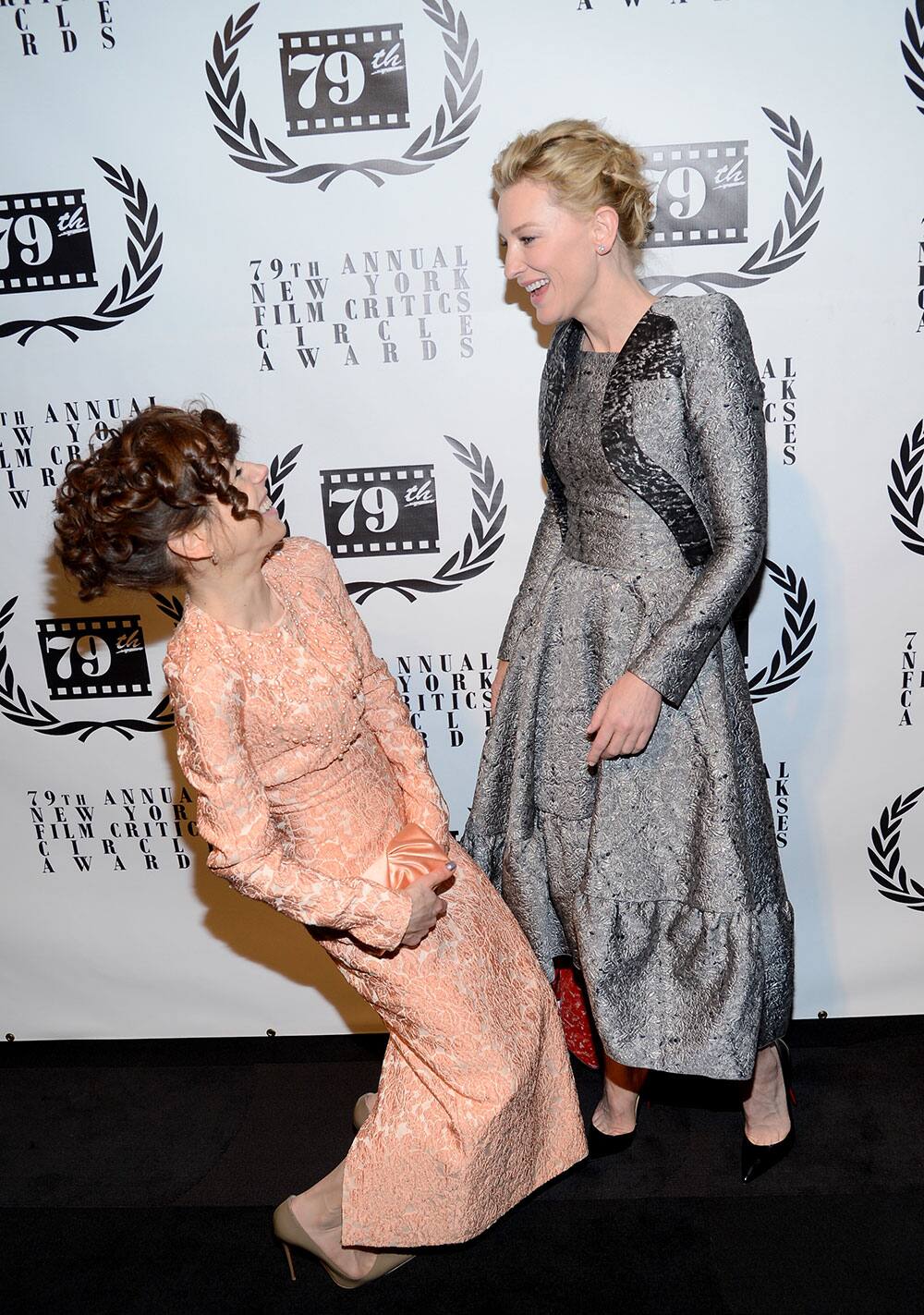Actresses Sally Hawkins, left, and Cate Blanchett attends the 79th Annual New York Film Critics Circle Awards at the Edison Ballroom in New York.