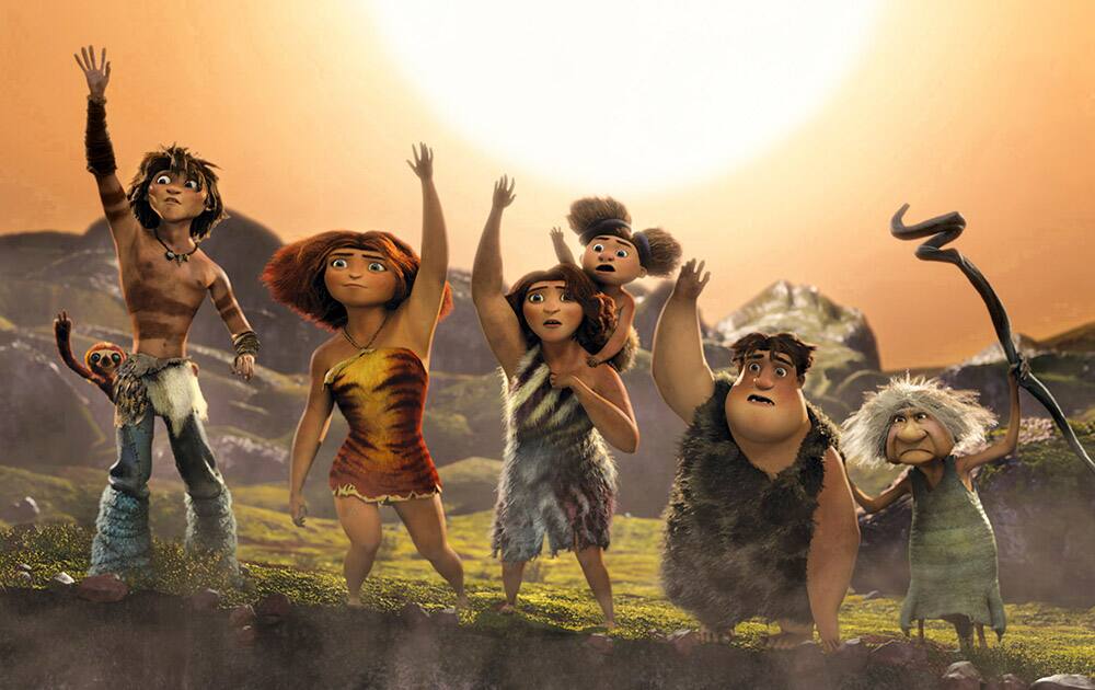 This film publicity image released by DreamWorks Animation shows. 'The Croods.' film was nominated for an Academy Award for best animated picture.
