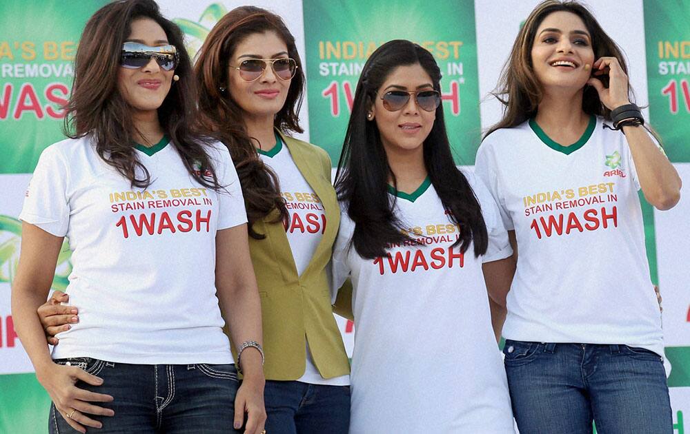 Actors Rituparna Sengupta, Raveena Tandon, Sakshi Tanwar and Madhoo during a promotional event in Mumbai.