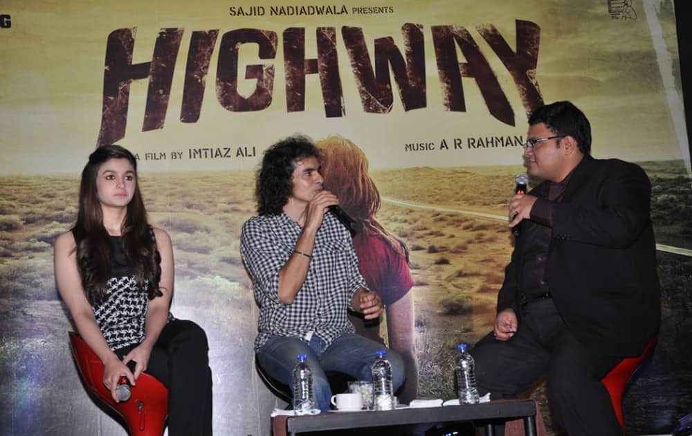 Alia with Imtiaz Ali for the Launch of Highway.