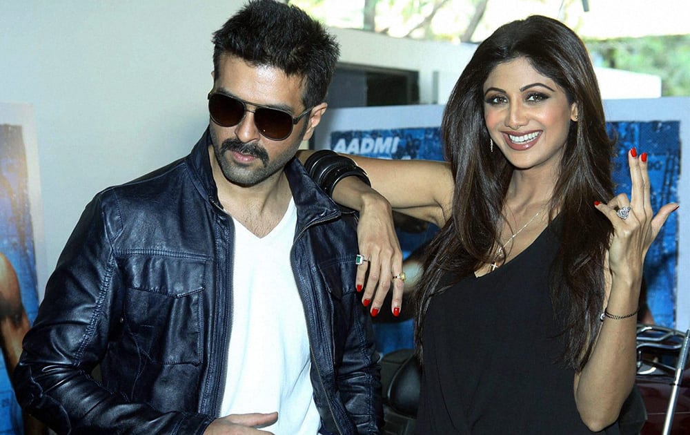 Harman Baweja and Shilpa Shetty at a promotional event in Mumbai.