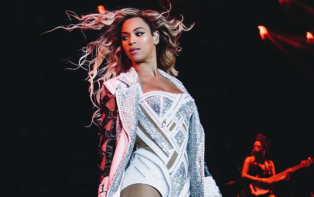 Beyonce performs onstage on her `Mrs. Carter Show World Tour 2014,` at the LG Arena in Birmingham, United Kingdom.