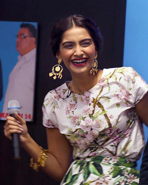 Sonam Kapoor during a promotional event for her upcoming film 'Bewakoofiyaan' in Mumbai.