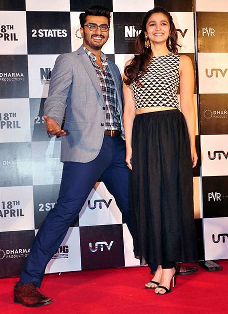 Arjun Kapoor and Alia Bhatt during the launch of first look of their upcoming film 2 STATES in Mumbai.