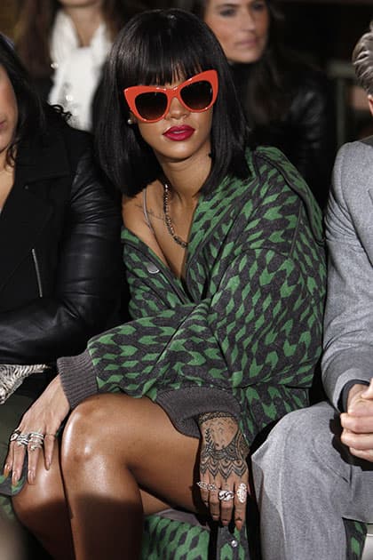 Singer Rihanna attends Stella McCartney's ready-to-wear fall/winter 2014-2015 fashion collection presented in Paris.