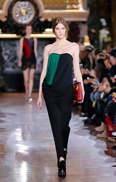 A model wears a creation for Stella McCartney's ready-to-wear fall/winter 2014-2015 fashion collection presented in Paris.