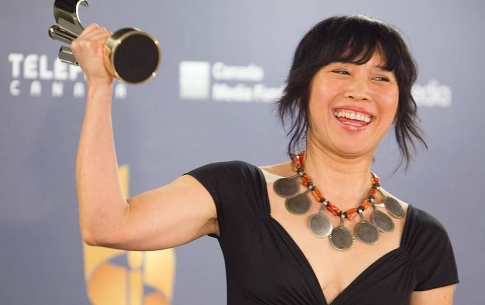 Actor Sook-Yin Leeat with her award for best dramatic performance in `Jack` at the Canadian Screen Awards in Toronto.