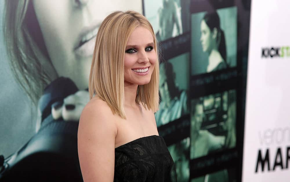 Actress Kristen Bell attends the New York premiere of `Veronica Mars` in New York.