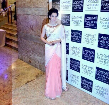 Kangna is wearing the opening designer Manish Malhotra1's saree for his show. Pic Courtesy: Twitter