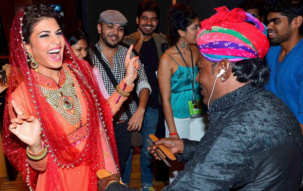 Bollywood actor Jacqueline Fernandez during her show at the Lakme Fashion Week in Mumbai.