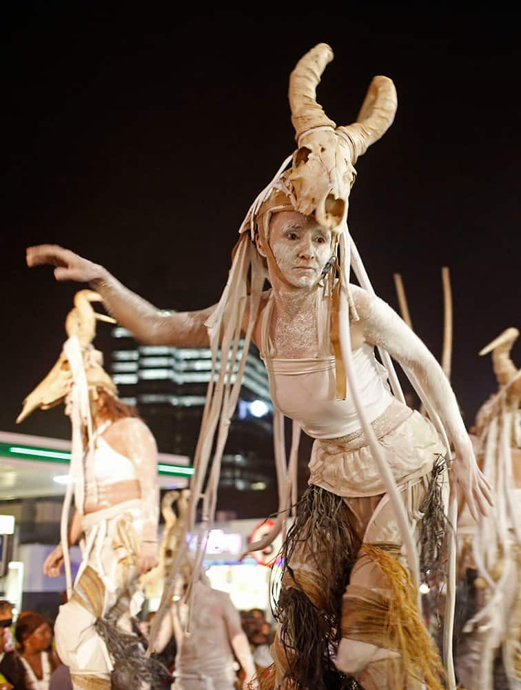 A woman performer is seen during the Cape Town Carnival held in the city of Cape Town, South Africa.